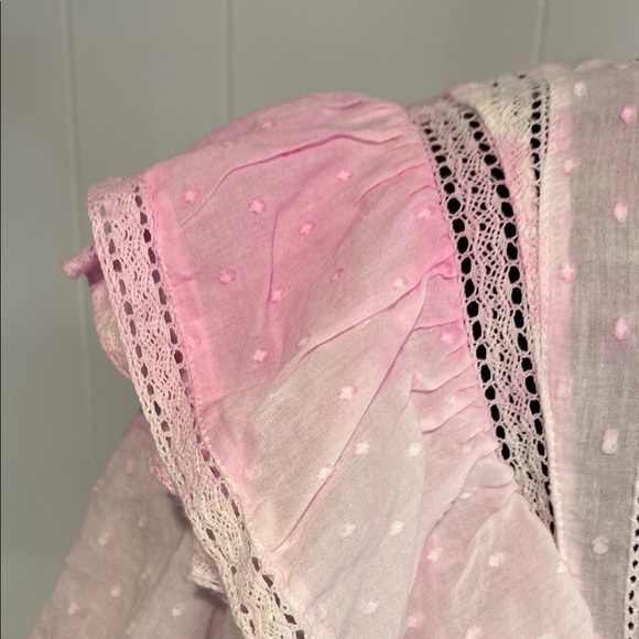 LoveShackFancy Dress Natasha Mini Tie Dye Ruffled Swiss Dot Lace Extra Large - Picture 10 of 16